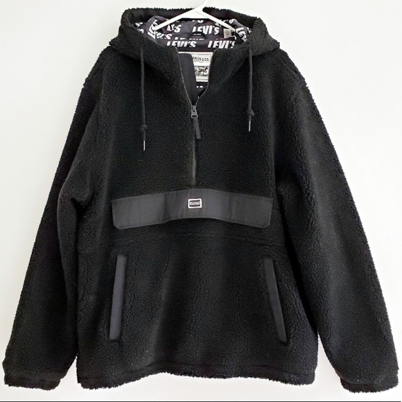 Levi's Sherpa Quarter Zip Popover Hoody Jacket - Picture 3 of 8